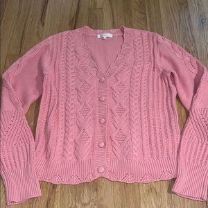 LoveShackFancy Anselma Cardigan in Powder Blush Sz L